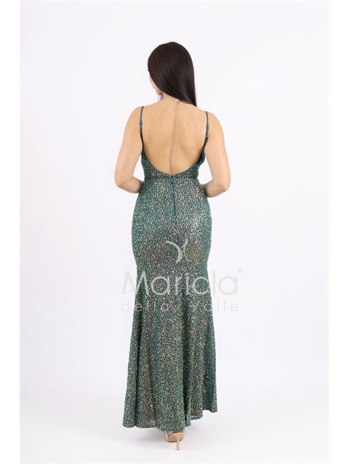 Abito a sirena  lungo con strass e spacco frontale MARICLA ELEGANCE | FP578111VERDE